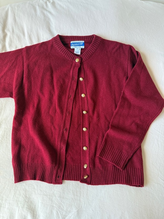 Pendleton Sweaters - Pendleton Women's Wine Red Wool Button-Front Cardigan